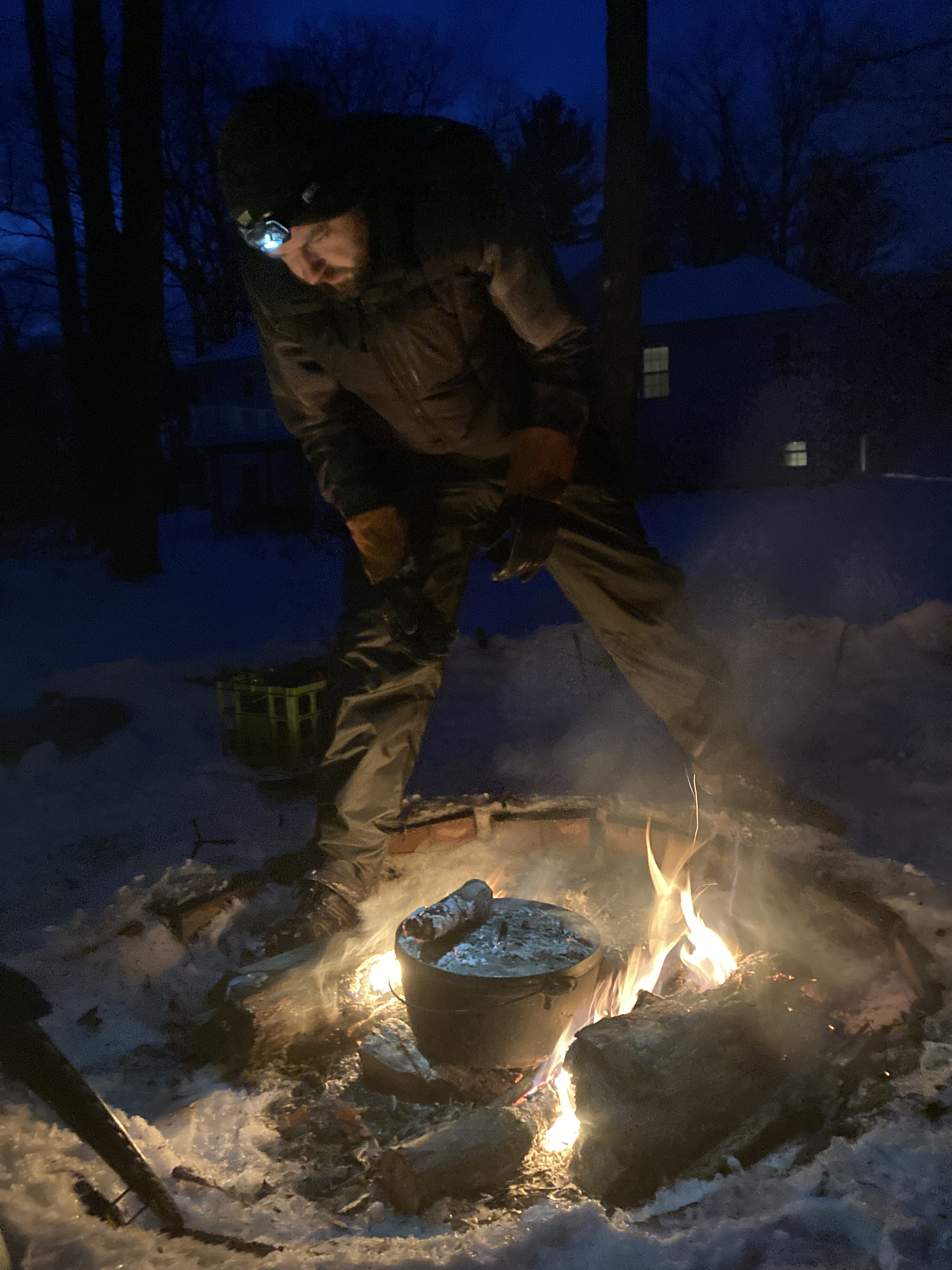 The author at a campfire