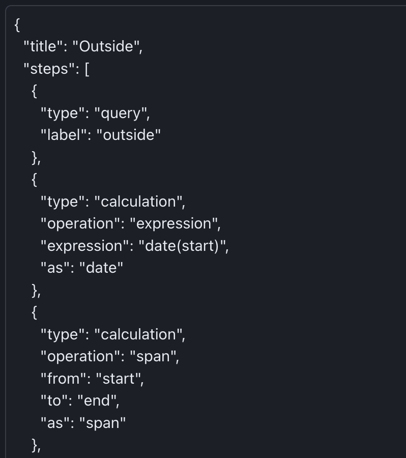 JSON defining a view